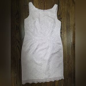 Plaza South Petite Vintage Pink Sheath Dress Lined Sleeveless Ruffled Floral